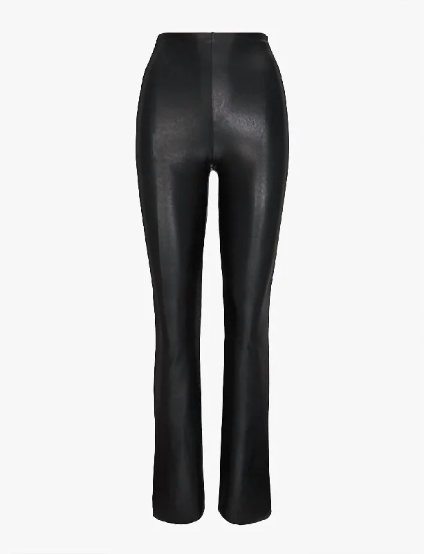 Women's Faux Leather Flare Legging In Black