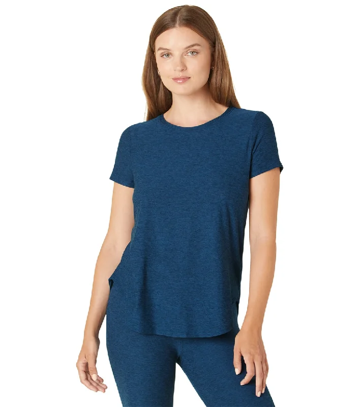 Beyond Yoga Featherweight Spacedye On the Down Low Yoga Tee Celestial Blue Heather