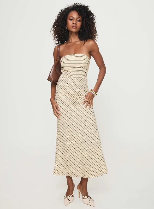 Chrysa Strapless Maxi Dress Beige