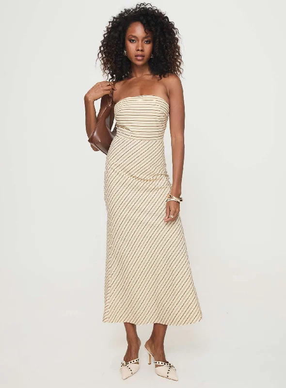 Chrysa Strapless Maxi Dress Beige