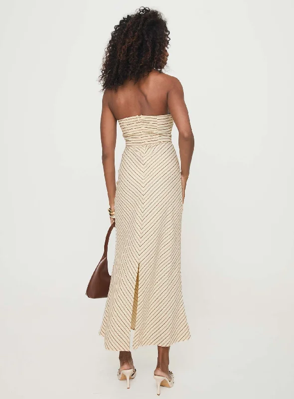 Chrysa Strapless Maxi Dress Beige