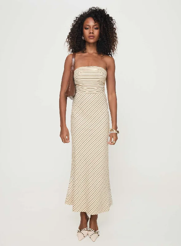 Chrysa Strapless Maxi Dress Beige