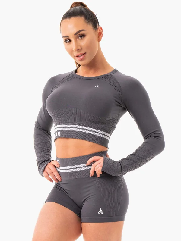 Freestyle Seamless Long Sleeve Crop - Charcoal