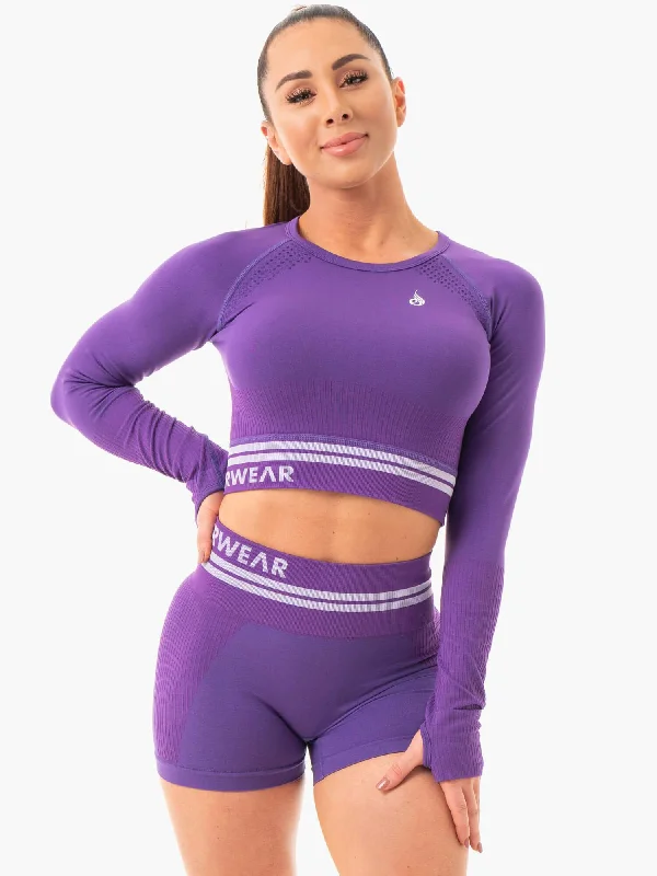 Freestyle Seamless Long Sleeve Crop - Purple