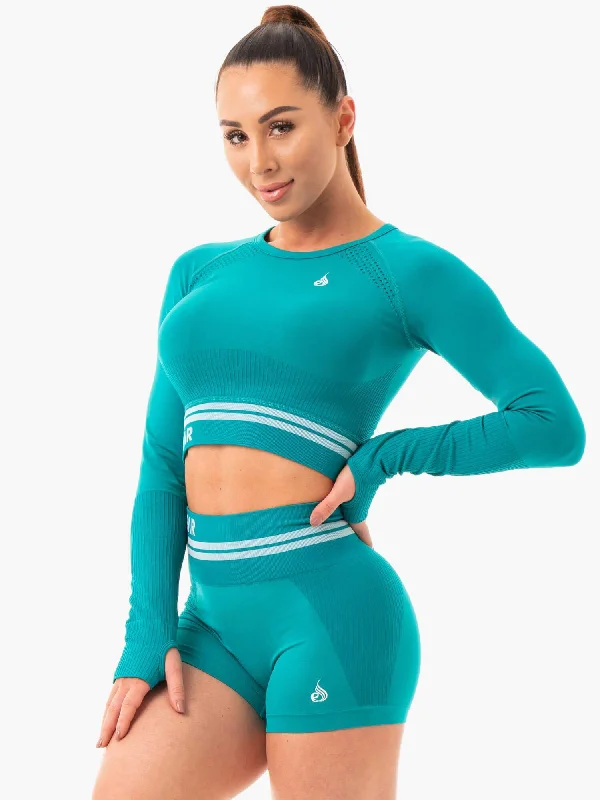 Freestyle Seamless Long Sleeve Crop - Teal