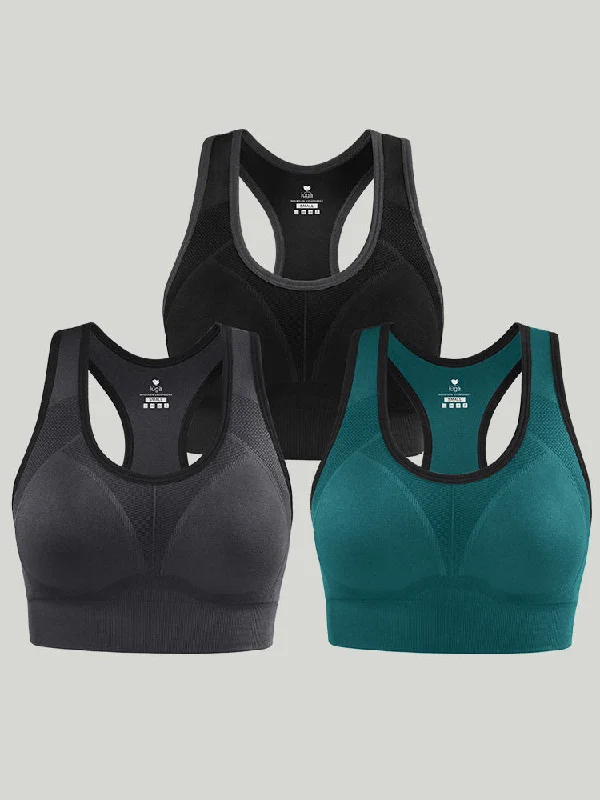 3 Packs-black+dark gray+green / S