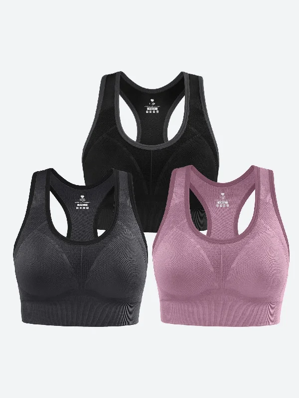 3 Packs-black+dark gray+pink / S