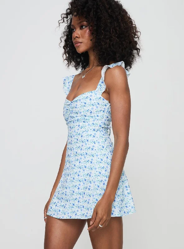 Landon Mini Dress Blue Floral