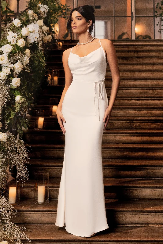 Lifetime | Ivory Satin Cowl Neck Maxi Dress With Cross Back Detail