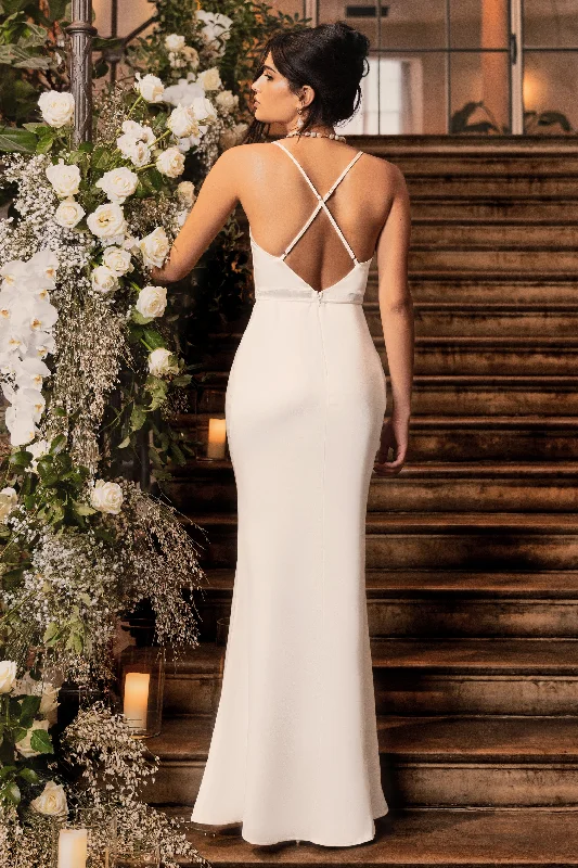 Lifetime | Ivory Satin Cowl Neck Maxi Dress With Cross Back Detail