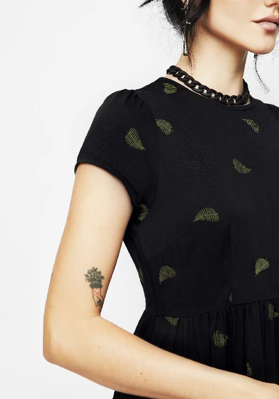 Osmunda Fern Embroidered Mini Skater Dress