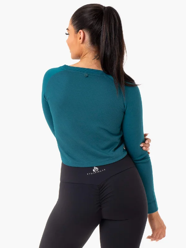 Staples Cropped Sweater - Emerald