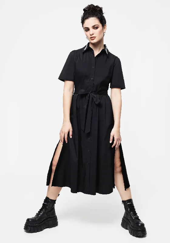 Tempora Embroidered Midi Shirt Dress