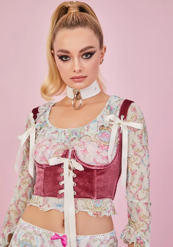 Blush My Beloved Velvet Underbust Corset Top