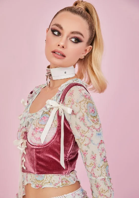 Blush My Beloved Velvet Underbust Corset Top