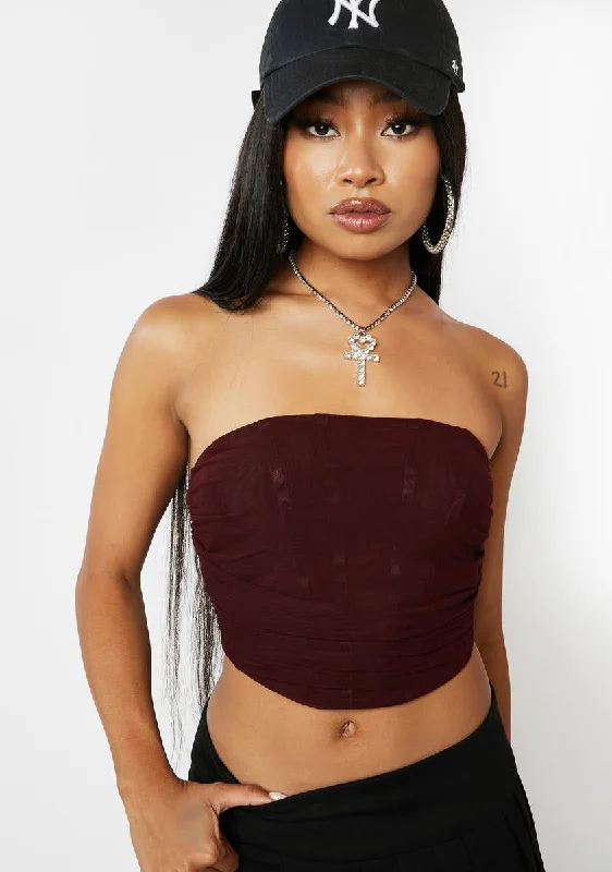 Chocolate Glam Getter Mesh Corset Top