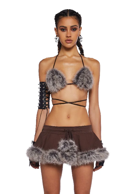 Icy Revival Faux Fur Top - Brown