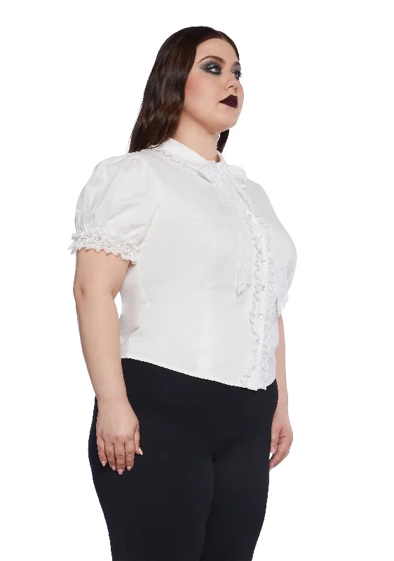 Plus Coveted Darling Poplin Blouse - White