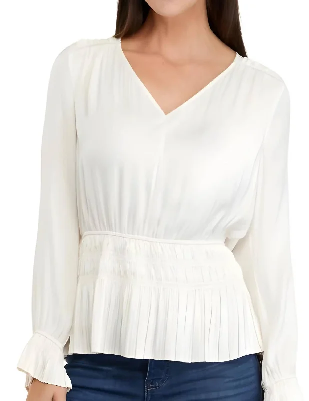 Rouched Waist Top In Cream