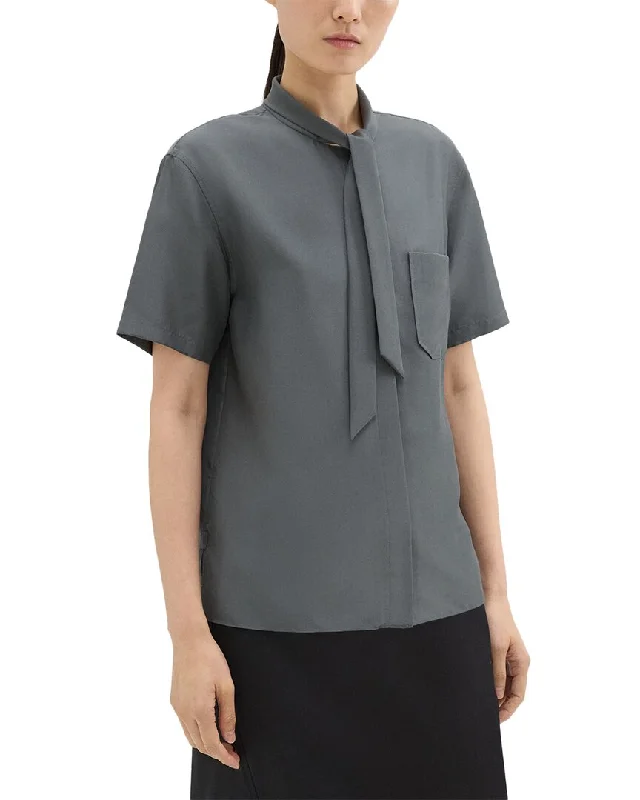 Theory Tie-Neck Silk Shirt