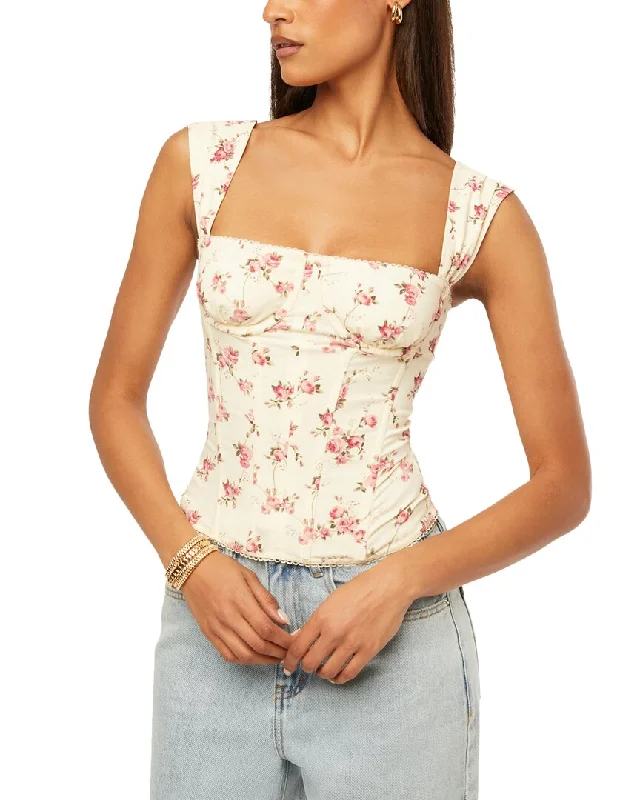 WeWoreWhat Ruched Cup Linen-Blend Corset