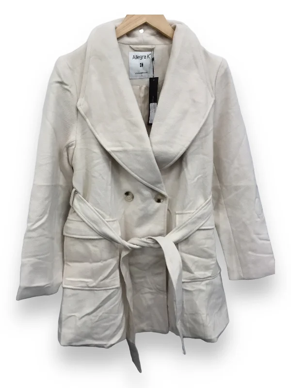 Cream Coat Peacoat Allegra K, Size L