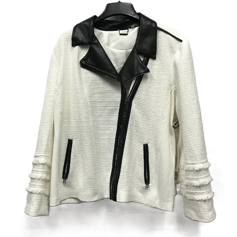 White Jacket Moto By Chicos, Size: 1x