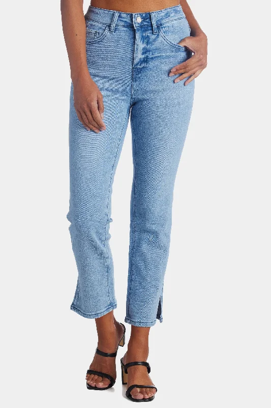 Super High Rise Straight Crop Side Slit Jeans