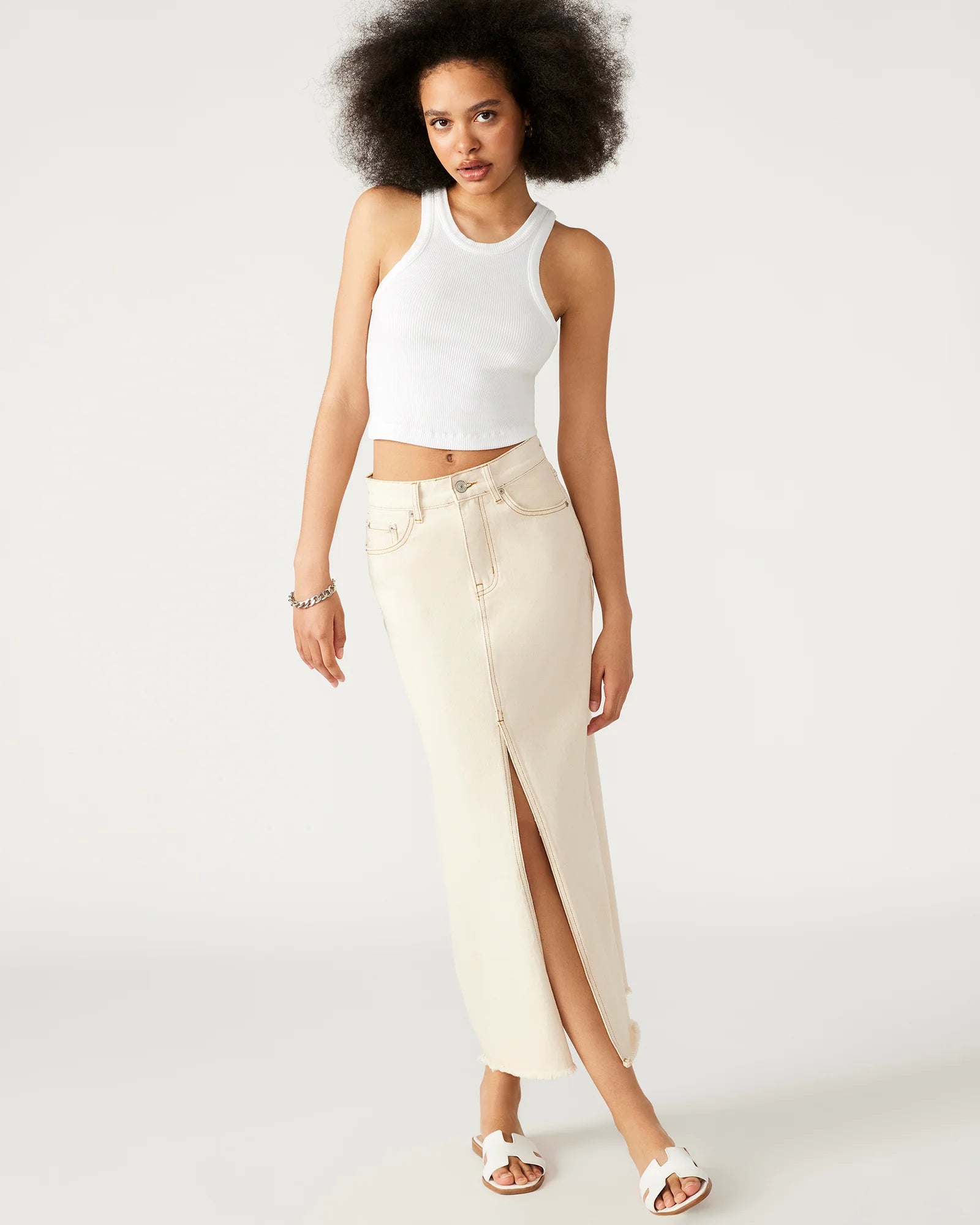 Avani Denim Skirt in Ivory