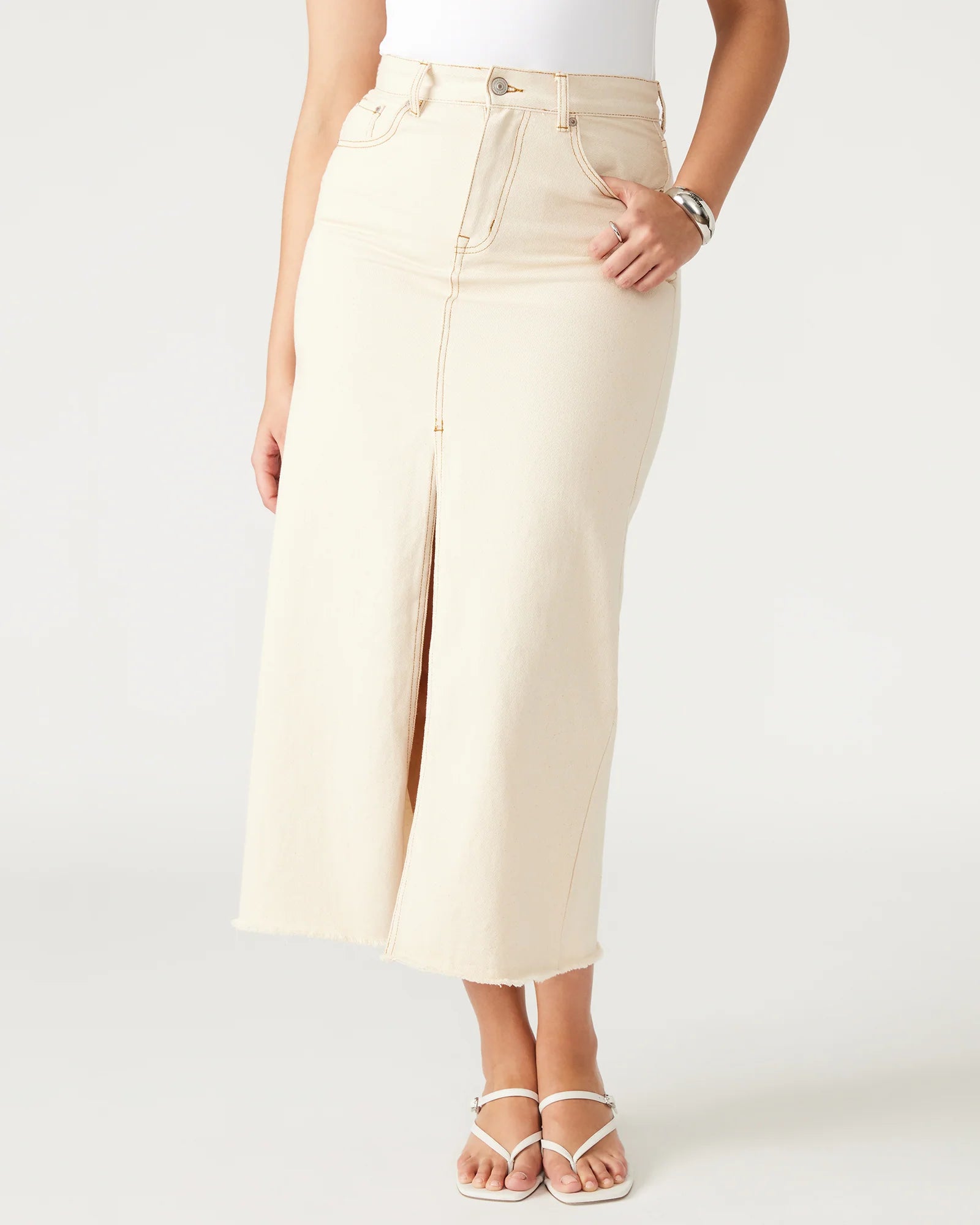 Avani Denim Skirt in Ivory