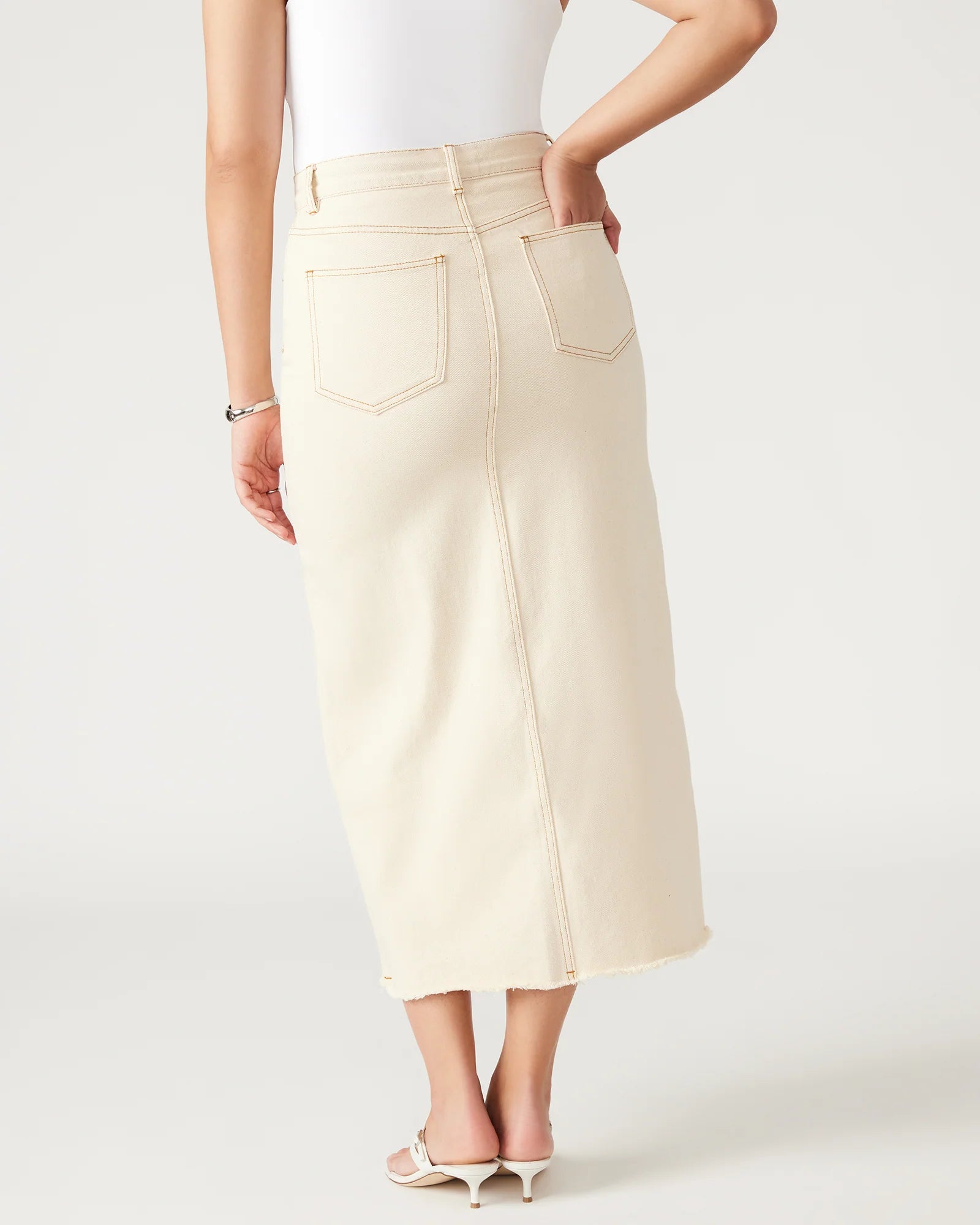 Avani Denim Skirt in Ivory