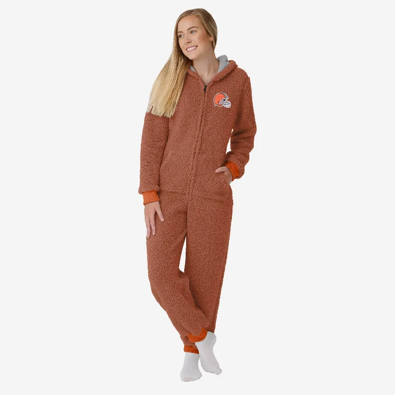 Cleveland Browns Womens Sherpa One Piece Pajamas