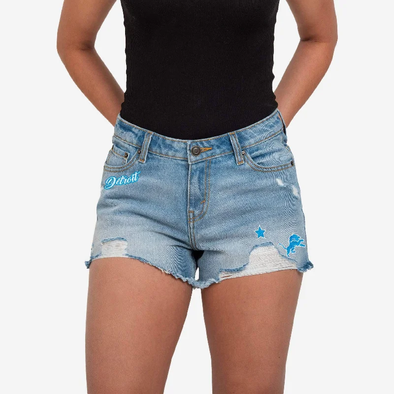 Detroit Lions Womens Team Logo Denim Shorts