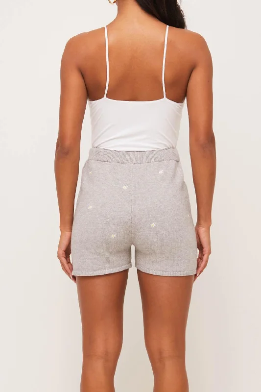 Floral Embroidered Short (Grey)