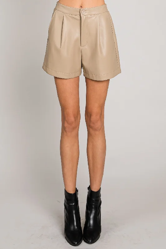 Lisbon Faux Leather Shorts in Butterscotch