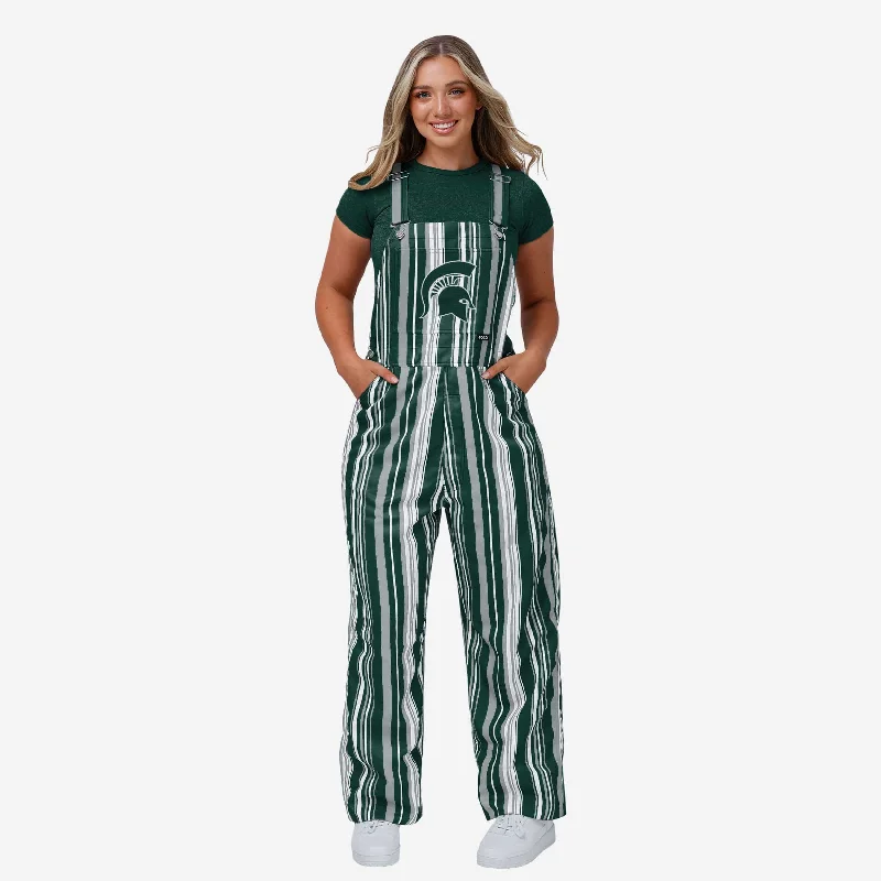 Michigan State Spartans Womens Hyper Stripe Bib Overalls