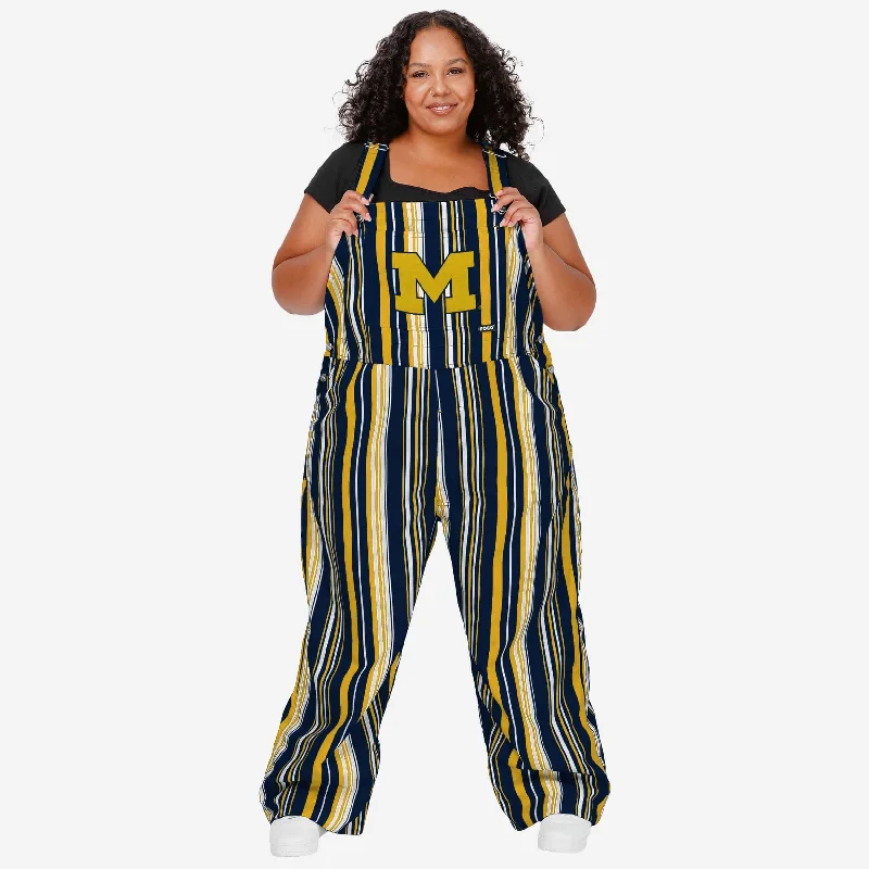 Michigan Wolverines Womens Hyper Stripe Bib Overalls