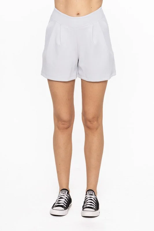 Identity Biz Pleated Office Wear Shorts in Pale Grey