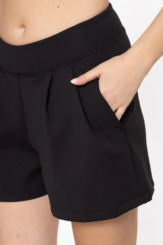 Identity Biz Office Wear Pleated Fashion Shorts in Black