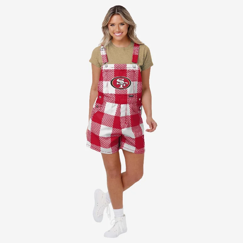 San Francisco 49ers Womens Plaid Bib Shortalls