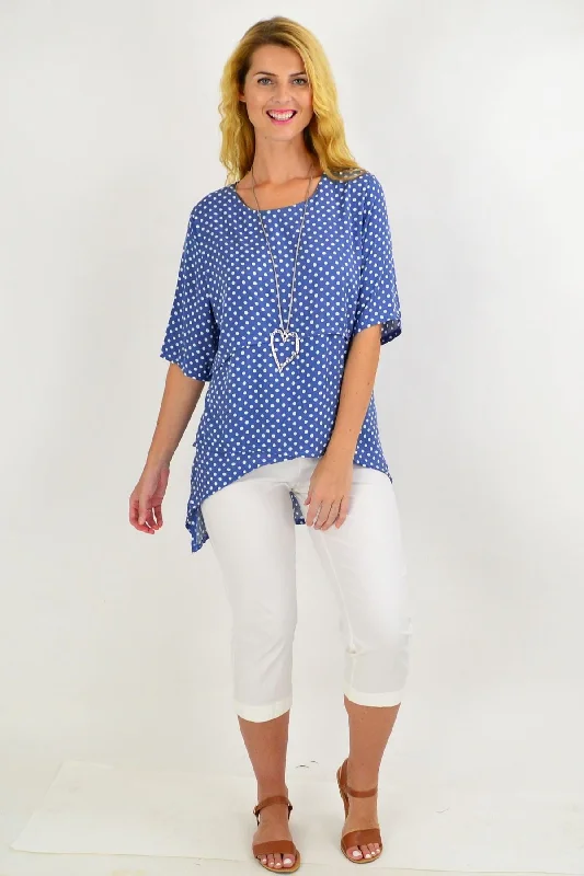 Blue Spot Hi Low Hem Tunic Blouse