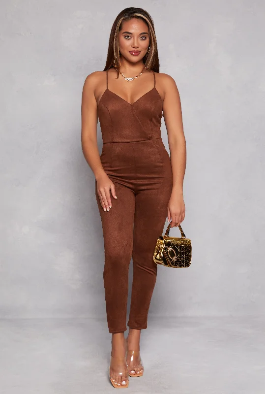 Haute Monde Faux Suede Jumpsuit