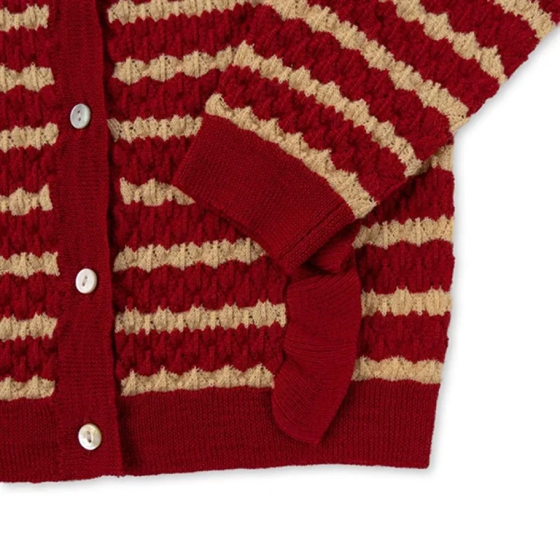 Konges Sløjd Jolly Stripe Cane Knit Frill Wool Cardigan