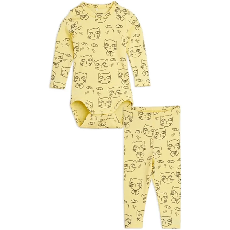 Mini Rodini Yellow Cathlethes Aop Baby Set