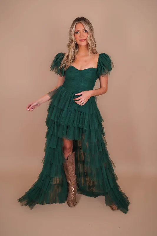 RESTOCK: On Cloud 9 Tulle Maxi Dress-Hunter Green