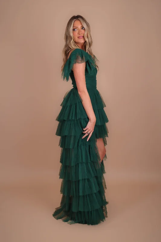 RESTOCK: On Cloud 9 Tulle Maxi Dress-Hunter Green