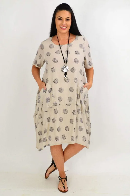 Taupe Dots Bubble Tunic Dress