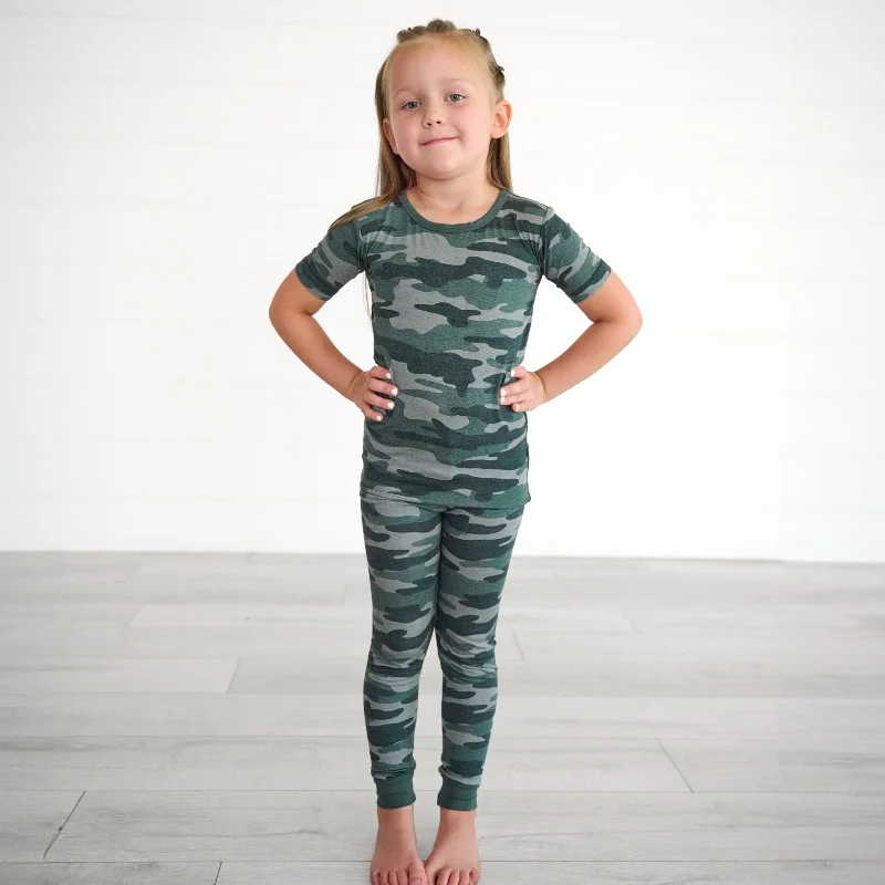 Vintage Camo Two-Piece Short Sleeve Pajama Set