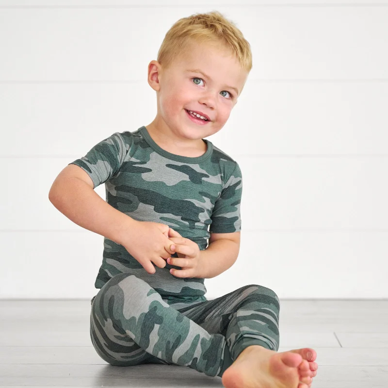 Vintage Camo Two-Piece Short Sleeve Pajama Set