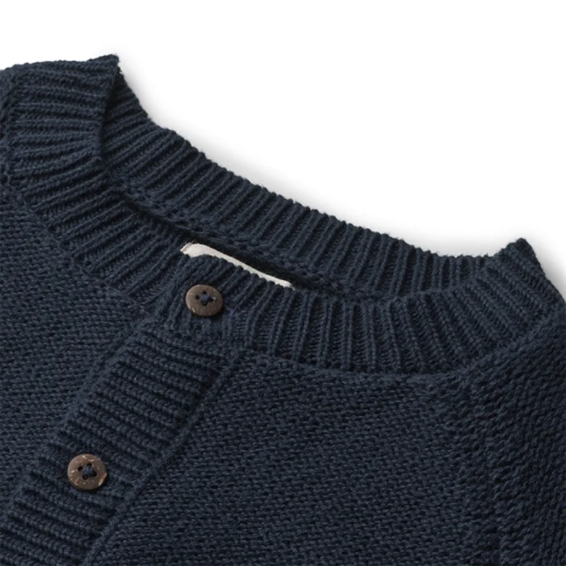 Wheat Navy Eddy Knit Cardigan